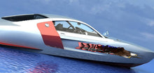 Load image into Gallery viewer, US Flag Ripped Metal Watercraft Vinyl, USA Flag Cigar Boat Side Graphics, US eagle Full Color Yacht Graphics
