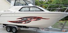 Load image into Gallery viewer, 3D Turbines Boat Graphics Ripped Metal Full Color Speed Boat Vinyl Design, Tribal tattoo Cigar Boat Wrap, Yacht Vinyl Sticker Design