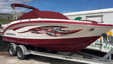 Load image into Gallery viewer, 3D Turbines Boat Graphics Ripped Metal Full Color Speed Boat Vinyl Design, Tribal tattoo Cigar Boat Wrap, Yacht Vinyl Sticker Design