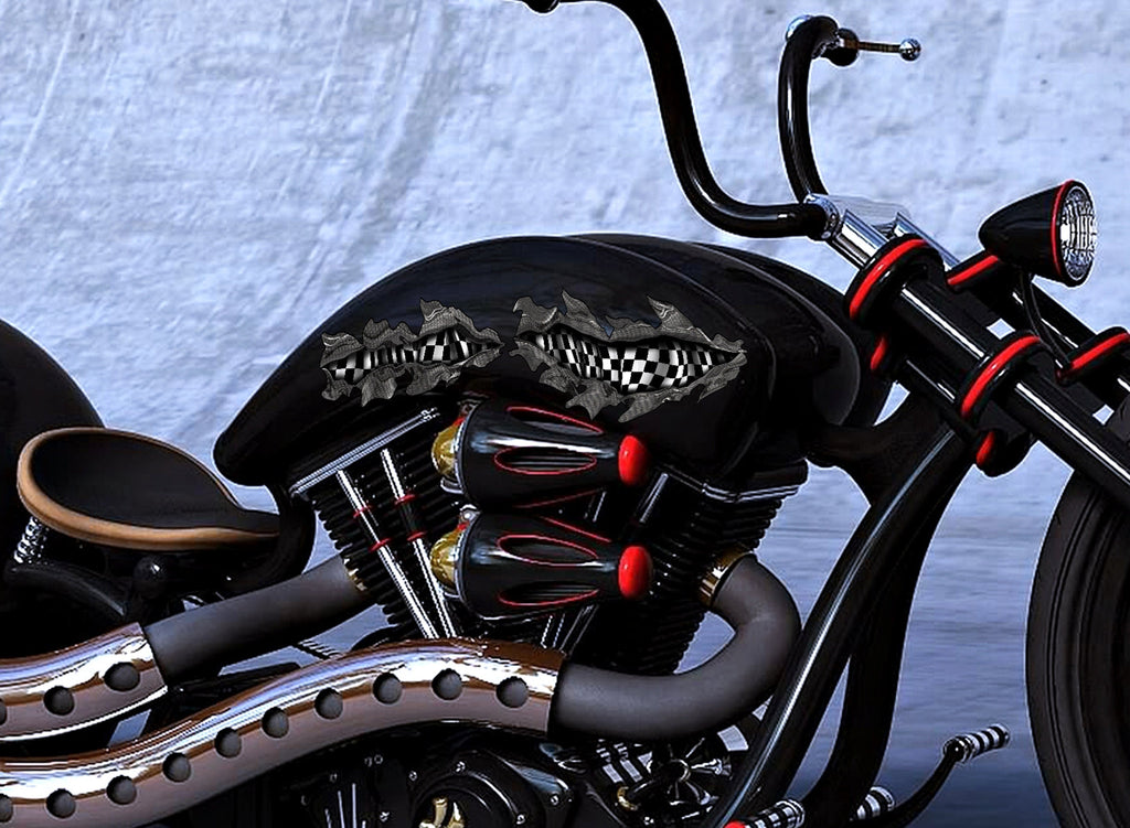 Checkered flag decal for Motorcycle Racing flag Racing Bike wrap Flag Sport Bike vinyl Tribal skulls street racing graphic