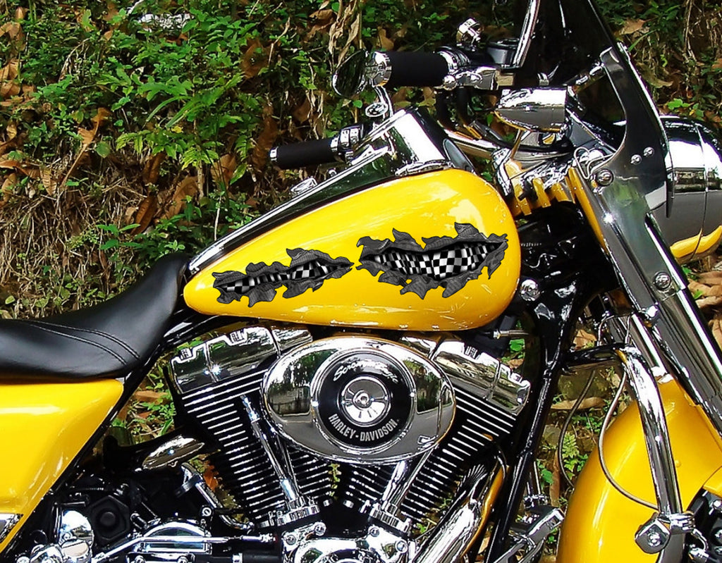 Full Color Crotch Rocket Graphics, Checkered Flag Chopper Vinyl, Racing Flag Bike Graphics, Motorcycle Sticker, Flag Full color tribal