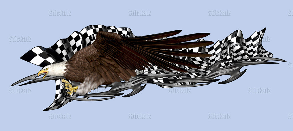 3D Racing flag Boat Graphics Ripped Metal Full Color Speed Boat Vinyl Design, Checkered flag Cigar Boat Wrap, Yacht Vinyl