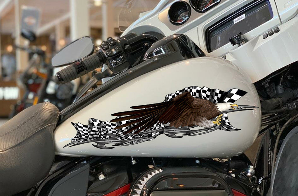 Checkered flag decal for Motorcycle Weapon Racing Bike wrap US eagle Sport Bike vinyl Weapon Bike graphics sticker