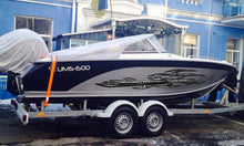 Load image into Gallery viewer, Tribal Ripped Metal Watercraft Vinyl, Tribal Cigar Boat Side Graphics, Full Color Yacht Graphics
