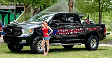Load image into Gallery viewer, US Pride Car Vinyl Decal, US Flag Car Graphics, American flag car wrap, USA flag Ripped Metal Full Color Car Design, Patriotic car decals