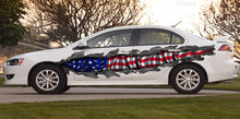 Load image into Gallery viewer, US Flag car wrap, US Flag Ripped Metal car vinyl decal, US Pride car vinyl sticker, American flag car side design, Big flag decals