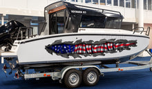 Load image into Gallery viewer, 3D Watercraft Graphic USA flag Boat Wrap Ripped Metal Full Color Speed Boat Vinyl Design US flag Yacht Wrap Sticker,boat decals,
