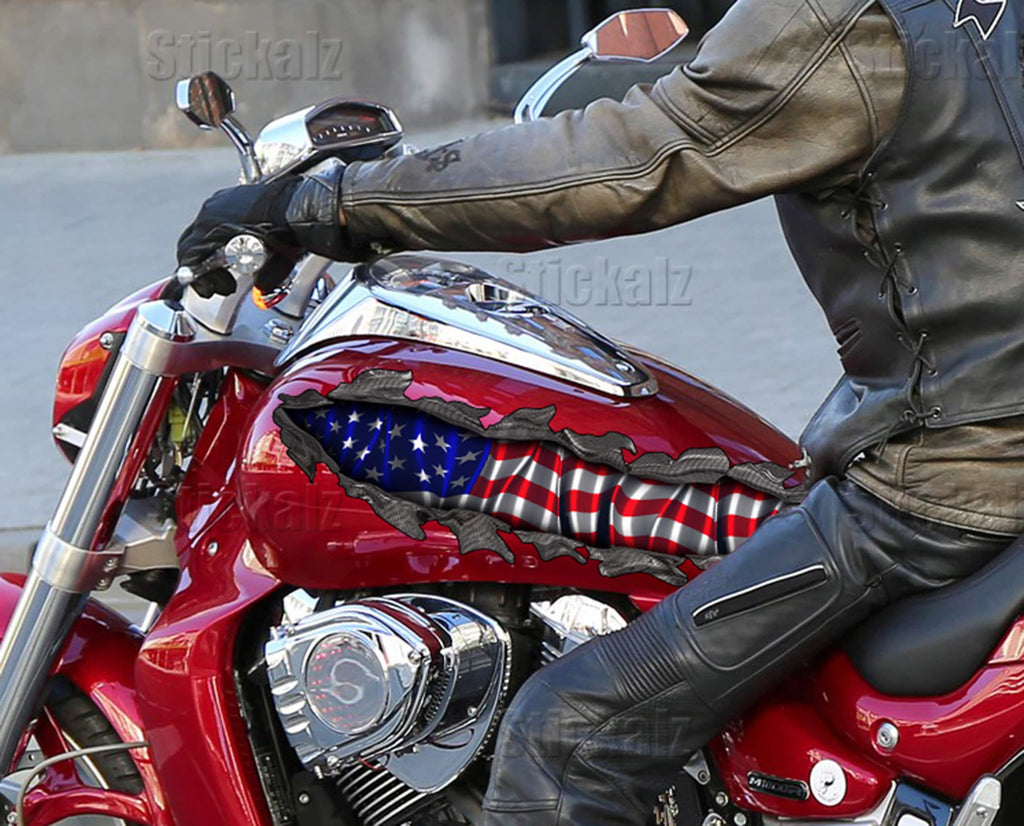 US Flag Crotch Rocket Wrap, Amirian flags Bike Vinyl, USA Chopper Graphics, 3D Graphics of a Motorcycle sticker