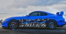 Load image into Gallery viewer, Full Color Car Vinyl Design Racing Flag Car Vinyl, Auto Wrap Tribal Checkered , Ripped Metal Checkered Street Graphic