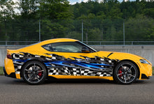 Load image into Gallery viewer, Full Color Car Vinyl Design Racing Flag Car Vinyl, Auto Wrap Tribal Checkered , Ripped Metal Checkered Street Graphic