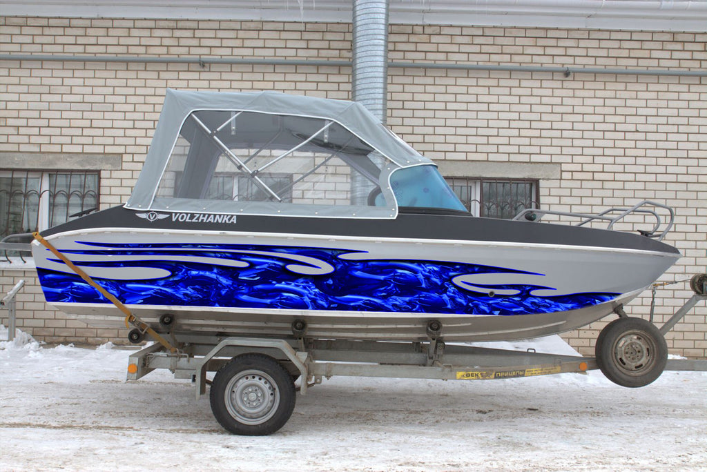 3D Dragons Tribal Ripped Metal Car Vinyl, Dragons Boat Wrap, Watercraft Vinyl, Tribal Flames Decals, Ranger Boat Decals and Stickers