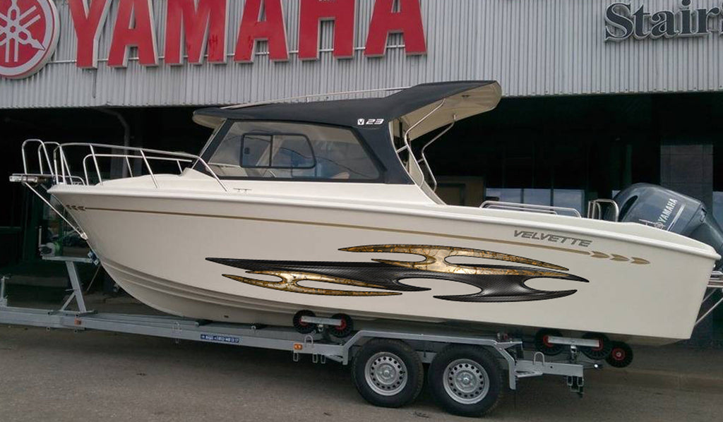3D Sword Ripped Metal Vinyl Wrap ,Tattoo Boat Decals, Watercraft Vinyl, Tribal Yacht Vinyl, Ranger Boat Decals and Stickers