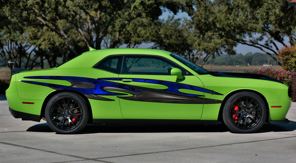3D Tribal Car Wrap Ripped Metal, Full Color Car Vinyl Design, Tribal Sword Car Wrap, Tribal Sword street racing graphic