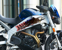 Load image into Gallery viewer, USA Racing Stickers and Decals, US Eagle Ripped Metal Motorcycle Vinyl, Dirt bike stickers, Dirt Bike Decals, American Flag Decal