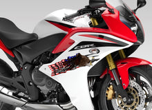Load image into Gallery viewer, USA Racing Stickers and Decals, US Eagle Ripped Metal Motorcycle Vinyl, Dirt bike stickers, Dirt Bike Decals, American Flag Decal