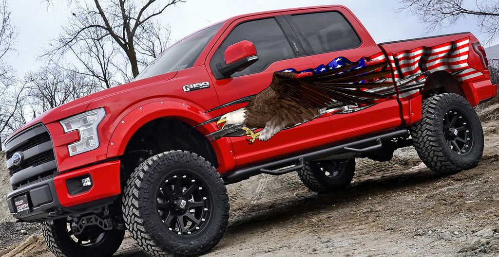 US Flag Ripped Metal Car Vinyl US eagle Car wrap American pride Graphics Side Decals Graphics eagle flag jeep Sticker