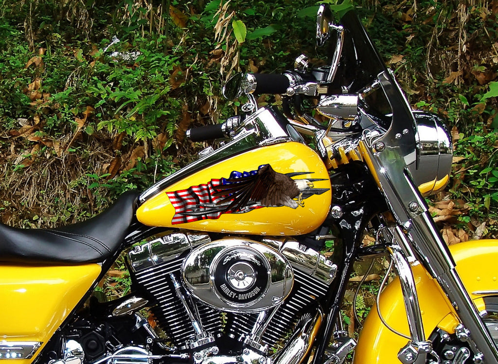 USA Eagle Racing Stickers and Decals, USA Eagle Ripped Metal Motorcycle Vinyl, Dirt Bike Decals, USA flag decal