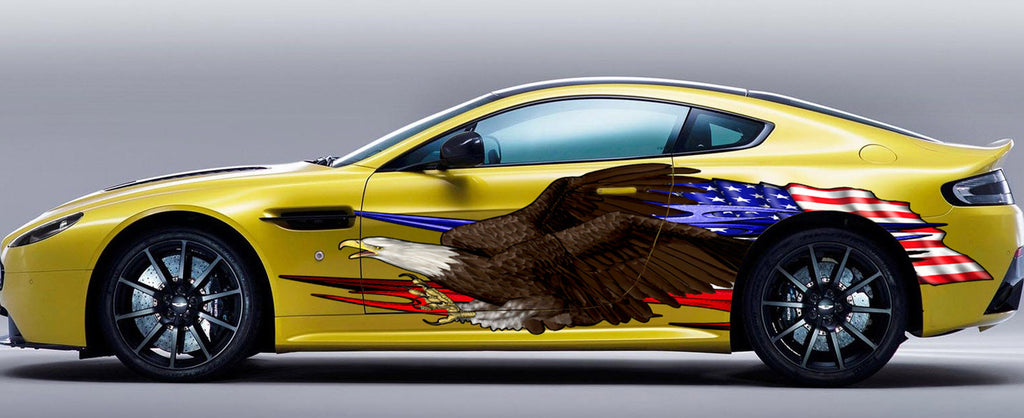 Tribal USA flag street racing graphic, American pride Ripped truck stickers Design, Patriotic Car wrap US Eagle decals