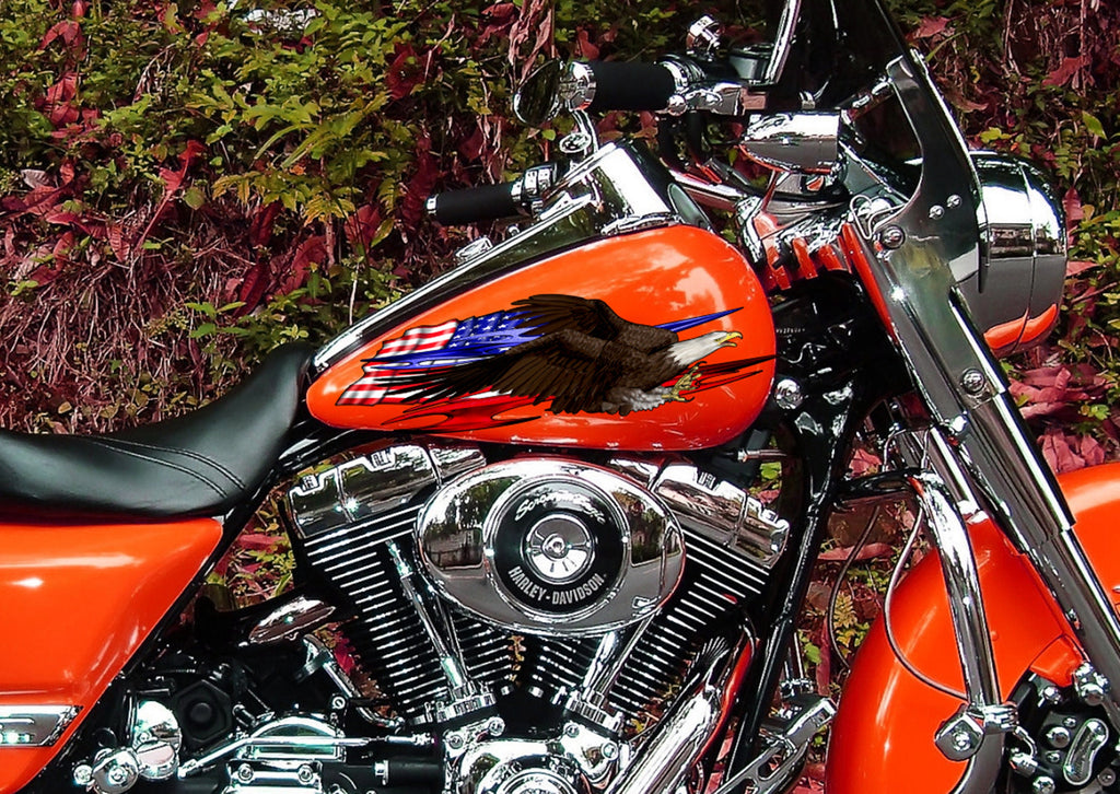 USA Racing Stickers, US Eagle Ripped Metal Motorcycle Vinyl, Dirt bike stickers, Dirt Bike Decals, American Flag Decals