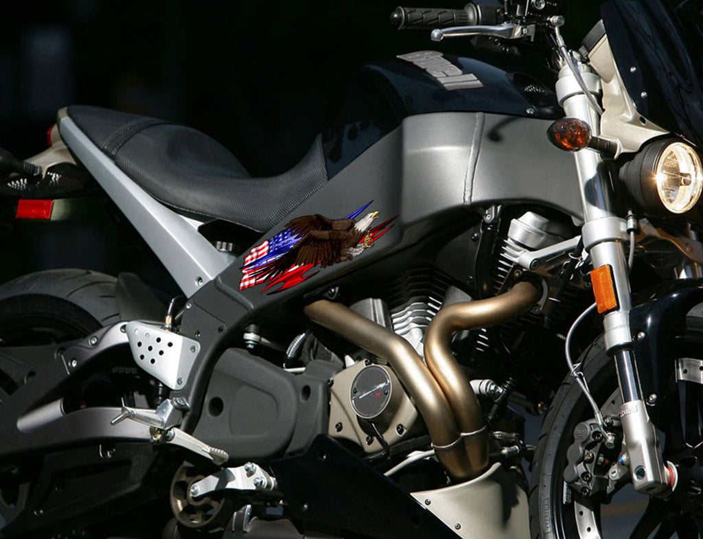 USA Racing Stickers, US Eagle Ripped Metal Motorcycle Vinyl, Dirt bike stickers, Dirt Bike Decals, American Flag Decal