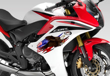 Load image into Gallery viewer, USA Racing Stickers, US Eagle Ripped Metal Motorcycle Vinyl, Dirt bike stickers, Dirt Bike Decals, American Flag Decal