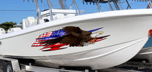 Load image into Gallery viewer, Boat Decals-Yacht American Pride Graphic Decal, American Flag Sticker Cigar Boat Wrap, 3D Tribal Ripped metal vinyl wrap, Stickers for Boat