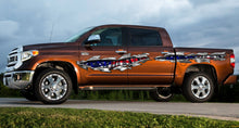 Load image into Gallery viewer, US Pride car vinyl decal, USA Flag Full Color car side graphics, 3D US Flag car side wrap, American pride Ripped Metal car vinyl design