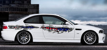 Load image into Gallery viewer, USA flag car vinyl graphics, American flag car decal, US flag car vinyl side wrap, Patriotic car vinyl sticker, American flag car design