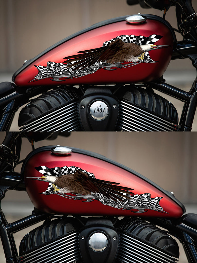 USA Racing Stickers and Decals, US Eagle Ripped Metal Motorcycle Vinyl, Dirt Bike decor, stickers American Flag Decal