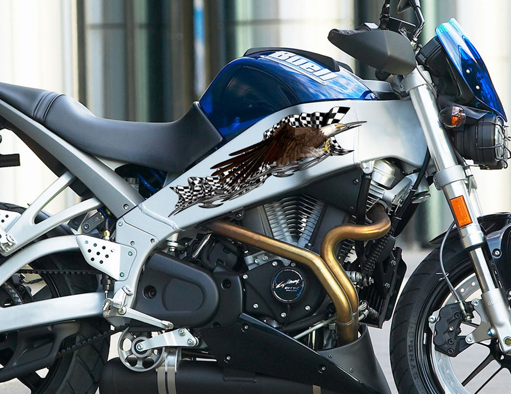 USA Racing Stickers and Decals, US Eagle Ripped Metal Motorcycle Vinyl, Dirt bike stickers, Dirt Bike, American Flag