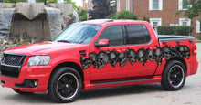 Load image into Gallery viewer, Full color Car side graphics Racing stripes, Tribal skulls vinyl, Car side tribal skulls graphic