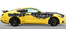Load image into Gallery viewer, Car side tribal Racing flag graphic 3D Car Graphic Checkered Wrap Ripped Metal Full Color Vinyl Design Racing flag Wrap