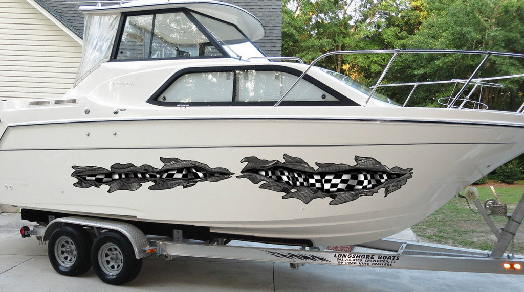 3D Sword Ripped Metal Vinyl Wrap ,Tattoo Boat Decals, Watercraft Vinyl, Tribal Yacht Vinyl, Ranger Boat Decals and Stickers