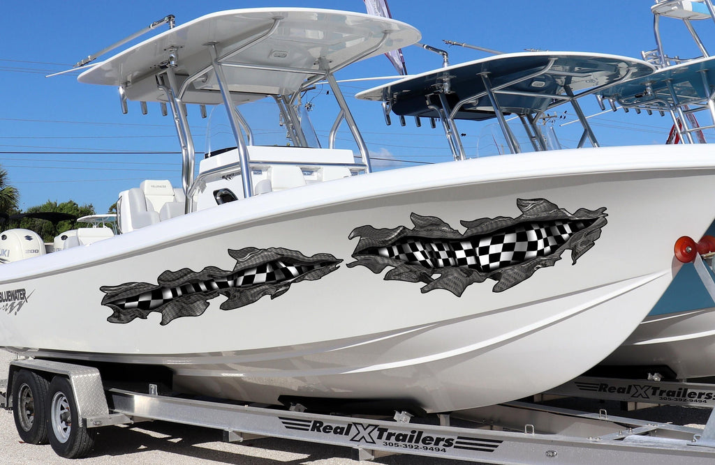3D Sword Ripped Metal Vinyl Wrap ,Tattoo Boat Decals, Watercraft Vinyl, Tribal Yacht Vinyl, Ranger Boat Decals and Stickers