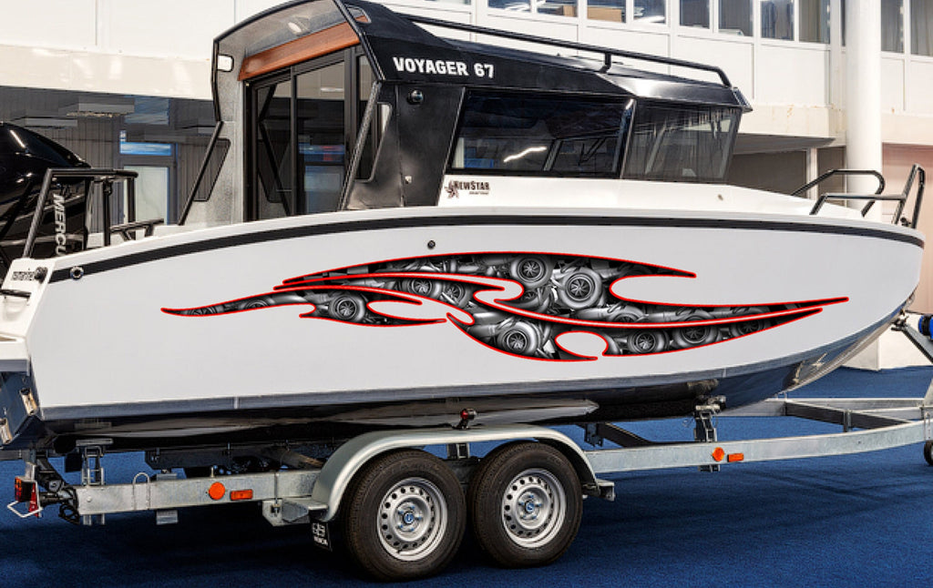 3D Sword Ripped Metal Vinyl Wrap ,Tattoo Boat Decals, Watercraft Vinyl, Tribal Yacht Vinyl, Ranger Boat Decals and Stickers
