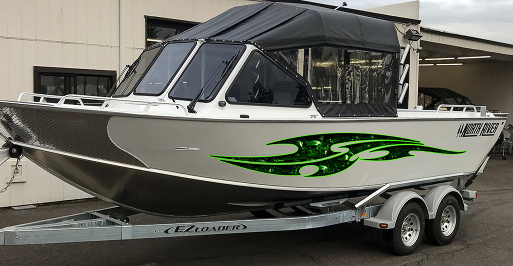 3D Sword Ripped Metal Vinyl Wrap ,Tattoo Boat Decals, Watercraft Vinyl, Tribal Yacht Vinyl, Ranger Boat Decals and Stickers
