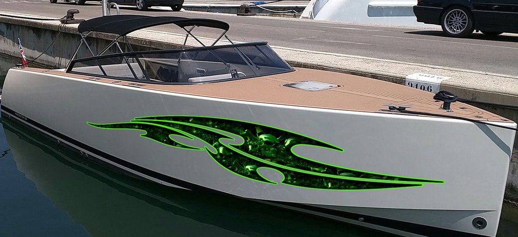 3D Sword Ripped Metal Vinyl Wrap ,Tattoo Boat Decals, Watercraft Vinyl, Tribal Yacht Vinyl, Ranger Boat Decals and Stickers