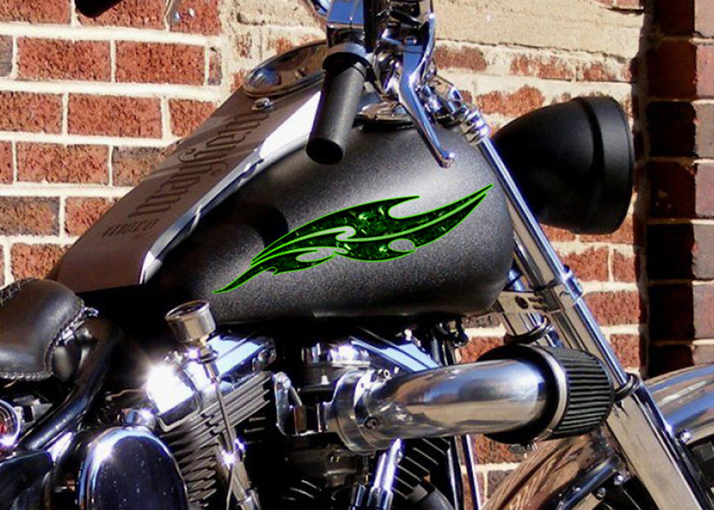 Flame Skull Decal, Skull Crotch Rocket Wrap, Skull Chopper Graphics, 3D Graphics of a Motorcycle Sticker, Tribal Flames Decals