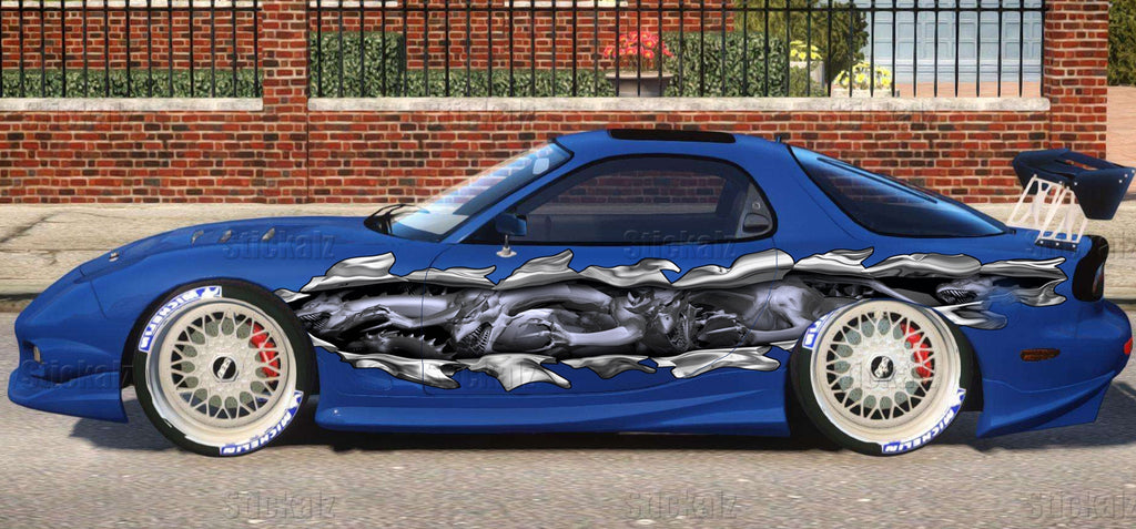 Ripped Metal full color Car decor Dragon Wrap, truck Vinyl Dragons, Wrap Side Decals, Graphics jeep Stickers