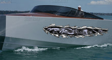 Load image into Gallery viewer, 3D Watercraft Graphic Dragons Boat Wrap Ripped Metal Full Color Speed Boat Vinyl Design Dragons Yacht Wrap Sticker