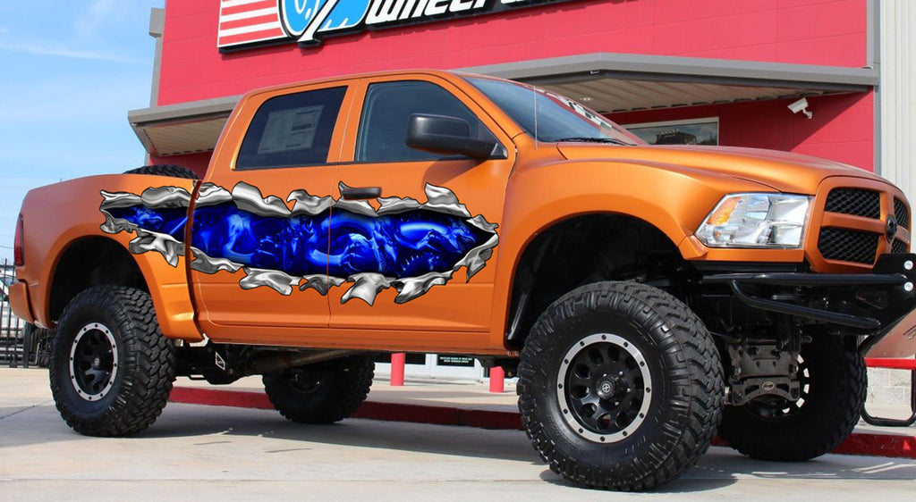 Full color Car side graphics Dragons, Car side Racing stripes Lizard, Tribal Dragon decal, jeep vinyl tribal Creature