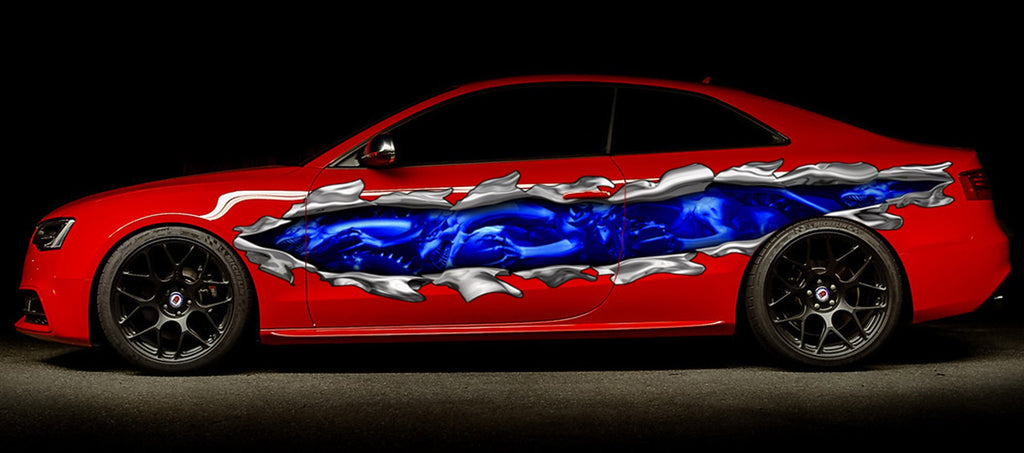 Tribal 3D Dragon street racing graphic Ripped Metal full color Car vinyl Design Dragons Car wrap Car vinyl
