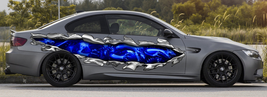 3D Dragons decal Full color Car side graphics vinyl sticker Snake Car wrap Dragon Car vinyl Tribal Lizard car graphics