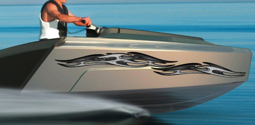 3D Sword Ripped Metal Vinyl Wrap ,Tattoo Boat Decals, Watercraft Vinyl, Tribal Yacht Vinyl, Ranger Boat Decals and Stickers