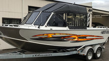 Load image into Gallery viewer, Tribal Ripped Metal Speed Boat Vinyl, 3D Graphic Yacht Decal, Watercraft Sticker, Boat Wrap Design, Great 3D Boat Decal, Boat Side Wrap