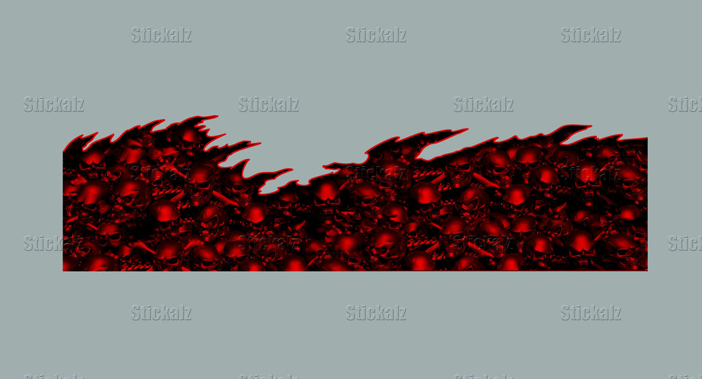 3D Skull graphic car wrap, Tribal Skulls street racing sticker, Full color tribal skulls car decal, Cool decals for cars, Great 3D car decal