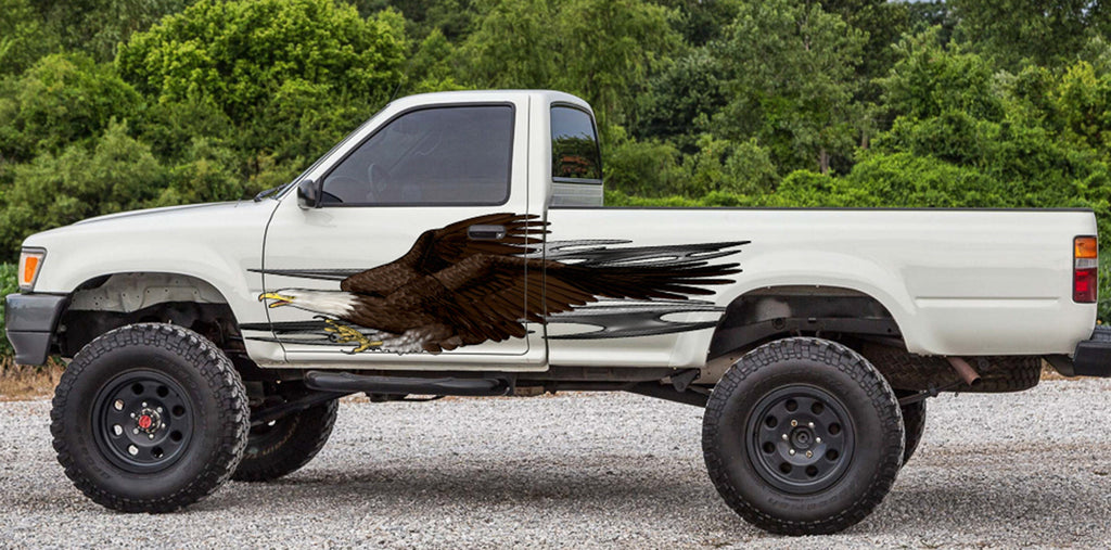 Tribal Ripped Metal Car Vinyl Decal, American Pride Wrap, Bald Eagle Graphics Decals, Tribal Racing Stickers for Trucks