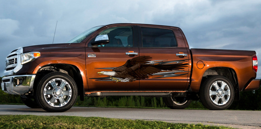 Tribal Ripped Metal Car Vinyl Decal, American Pride Wrap, Bald Eagle Graphics Decals, Tribal Racing Stickers for Trucks