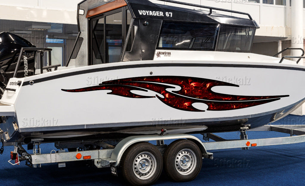 Skull Ripped Metal Car Vinyl, Boat Wrap, Watercraft Vinyl Skull Speed Cigar Wrap Yacht 3D Graphic boat bumper stickers