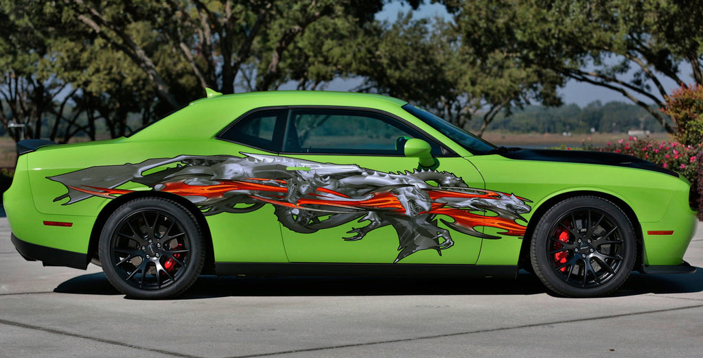 Dragons Car Wrap, Dragons Car Vinyl Decal, Lizard Car Vinyl Sticker, 3D Dragon Full Color Car Side Graphics, Lizard Car Side Design